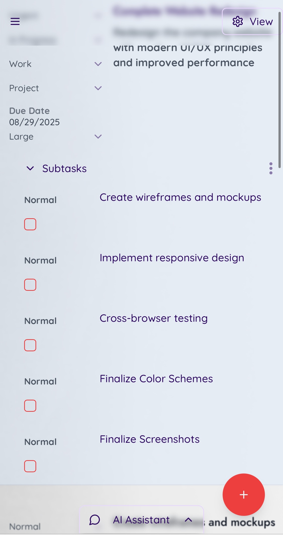 Focus mode interface
